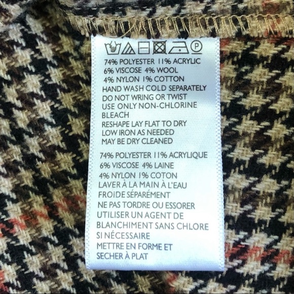 Urban Outfitters Dark Academia Plaid Fringe Wrap Skirt Teryn Fray Houndstooth - Picture 5 of 15